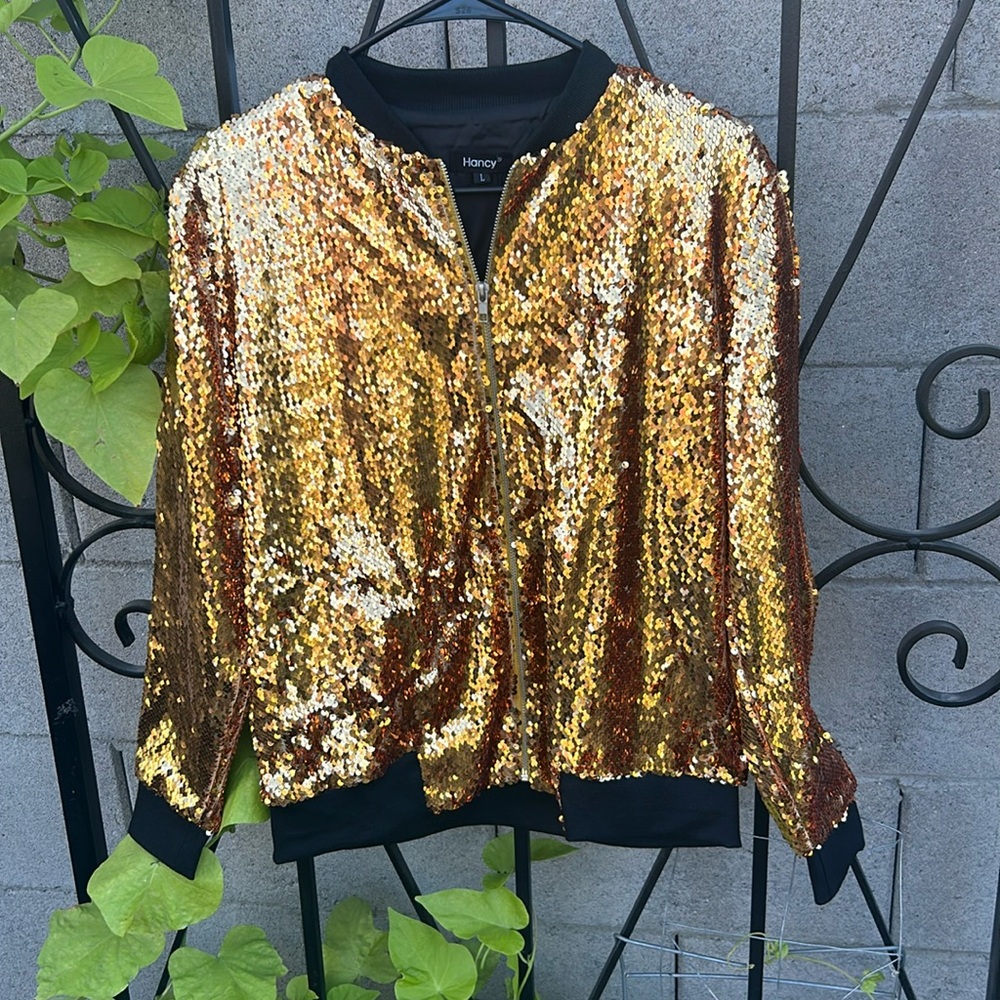Gold sequin jacket, size L